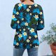 thumbnail image 4 of Xuyuer Women's Spring Summer Hawaiian Print Loose Casual Round Neck 3/4 Sleeve T-Shirt, Floral Pullover Top for Beach Vacations, Tropical Parties and Summer Holiday Style, 4 of 6