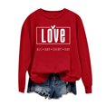 thumbnail image 2 of GA WEIHUA Reduced,Cute Love Sweatshirts Womens Valentine's Day Shirts Funny Letter Print Long Sleeve Crewneck Sweatshirt Oversized Fleece Pullover Tops(Red,XS), 2 of 8