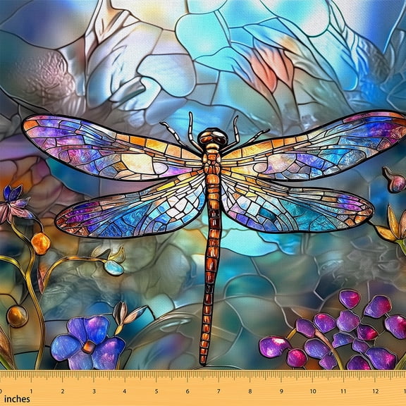 Homewish Western Mandala Dragonfly Fabric by the Yard 1 Yard, Boho Tribal Animal Room Decor Fabric by the Yard, Rustic Framhouse Sewing Fabric, Luxury Bedroom Decor