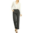 thumbnail image 5 of INSPIRE CHIC Women's Plaid Elastic Waist Button Zipper Straight Leg Long Pants XL Black, 5 of 6