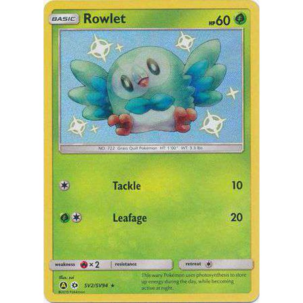Rowlet Rarest Card Pokemon Hidden Fates Shiny Rare Rowlet SV2 - Walmart.com