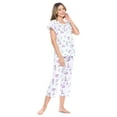 thumbnail image 2 of Casual Nights Women's Short Sleeve Embroidered Floral Capri Pajama Set, 2 of 5