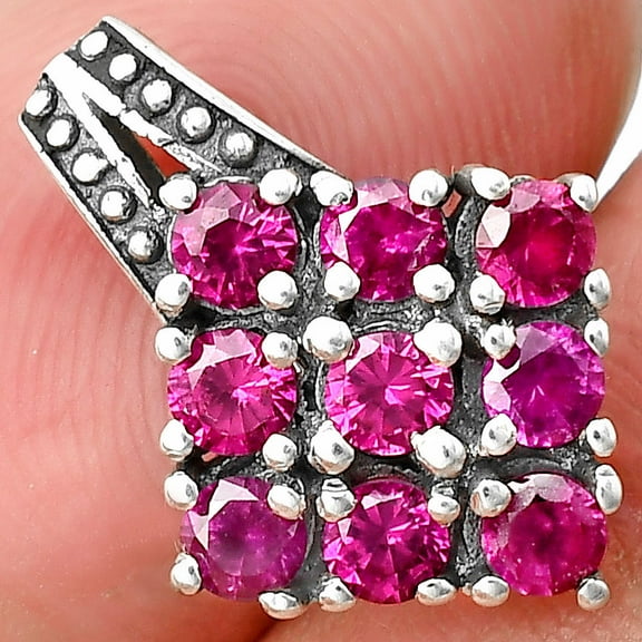 Lab Created Pink Rubellite 925 Sterling Silver Pendant Jewelry P-1094 SDP139729