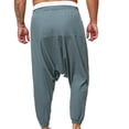 thumbnail image 3 of Spring/Summer Pants for Men, Mens Cargo Pants Fashion Drawstring Elastic Waist Solid Color Casual Retro Nationality Length Dropped Pants, 3 of 7