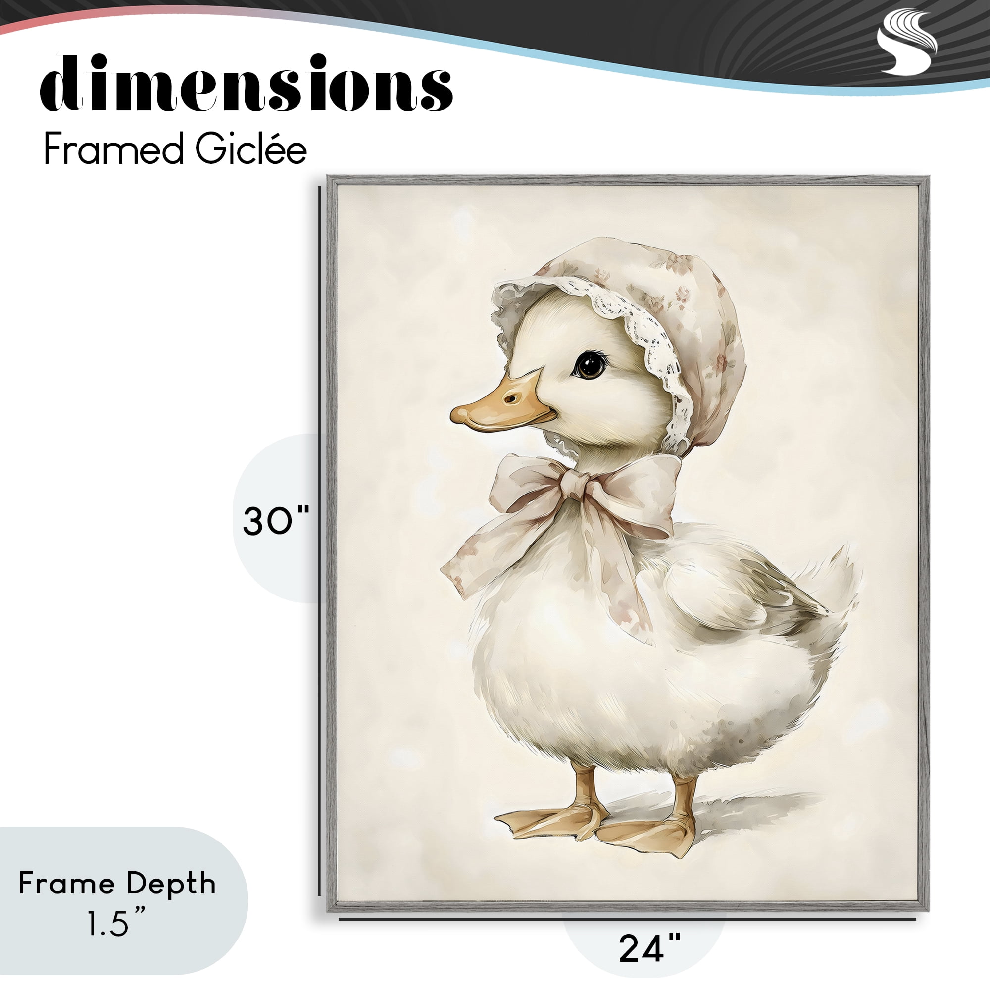 Stupell Industries Duck Wearing Bonnet Gray Framed Giclee Art, design by Arlington Prints