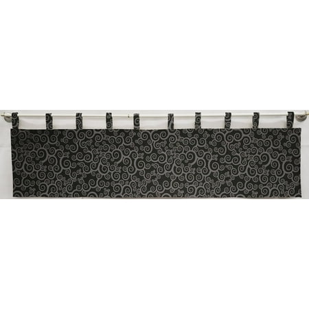 

Black & Gray Scroll Damask Tab Top Valances (Unlined) (15 Inch One Valance Panel)