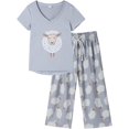 thumbnail image 1 of Women's Capri Pajama Sets Plus Size Sleepwear 2 Piece Ladies Sleep Set,Sheep Grey, 1 of 5