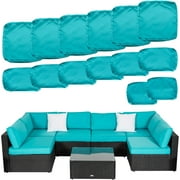 Kinbor 14 Piece Patio Cushion Covers Replacement, Outdoor Patio Wicker Sofa Washable Cushion Slipcovers with Zipper, Turquoise