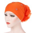 thumbnail image 1 of CDAR Muslim Women Faux Pearl Flower Hat Hijab Hair Loss Head Scarf Turban Cap Wrap, 1 of 8