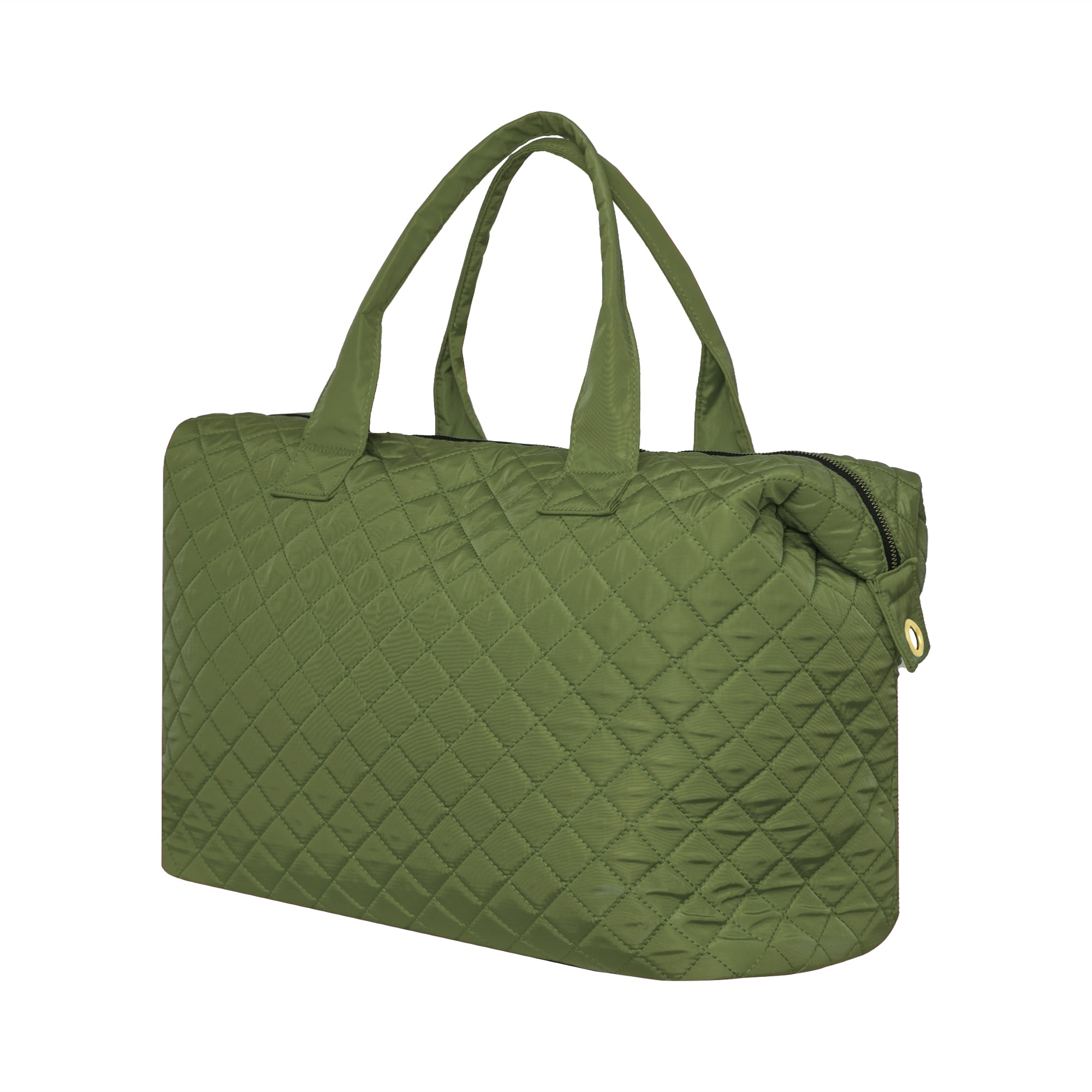Alexis Bendel Sage Checkered Pattern Nylon Travel Duffle Tote Bag