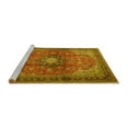 thumbnail image 2 of Ahgly Company Machine Washable Indoor Round Medallion Yellow Traditional Area Rugs, 4' Round, 2 of 4