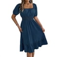 thumbnail image 2 of Blmnix Women's Dresses Fit & Flare Elegant Dresses Work Dresses Dress Midi Dresses Blue Short Sleeve Square Neckline Sunmer Dresses for Women 2026,M, 2 of 8