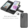 thumbnail image 6 of For Samsung Galaxy A36 5G Wallet Case with Credit Card Holder for Women Men, Flip PU Leather Wallet Phone Case for Galaxy A36, Tekcoo Detachable Magnetic Kickstand Cover with Wrist Strap, Black, 6 of 9