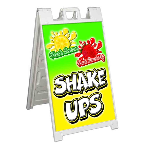 Lemon Strawberry Shake Ups (24" X 36") Standard A-Frame Signicade, Includes Decal Applied To Stand