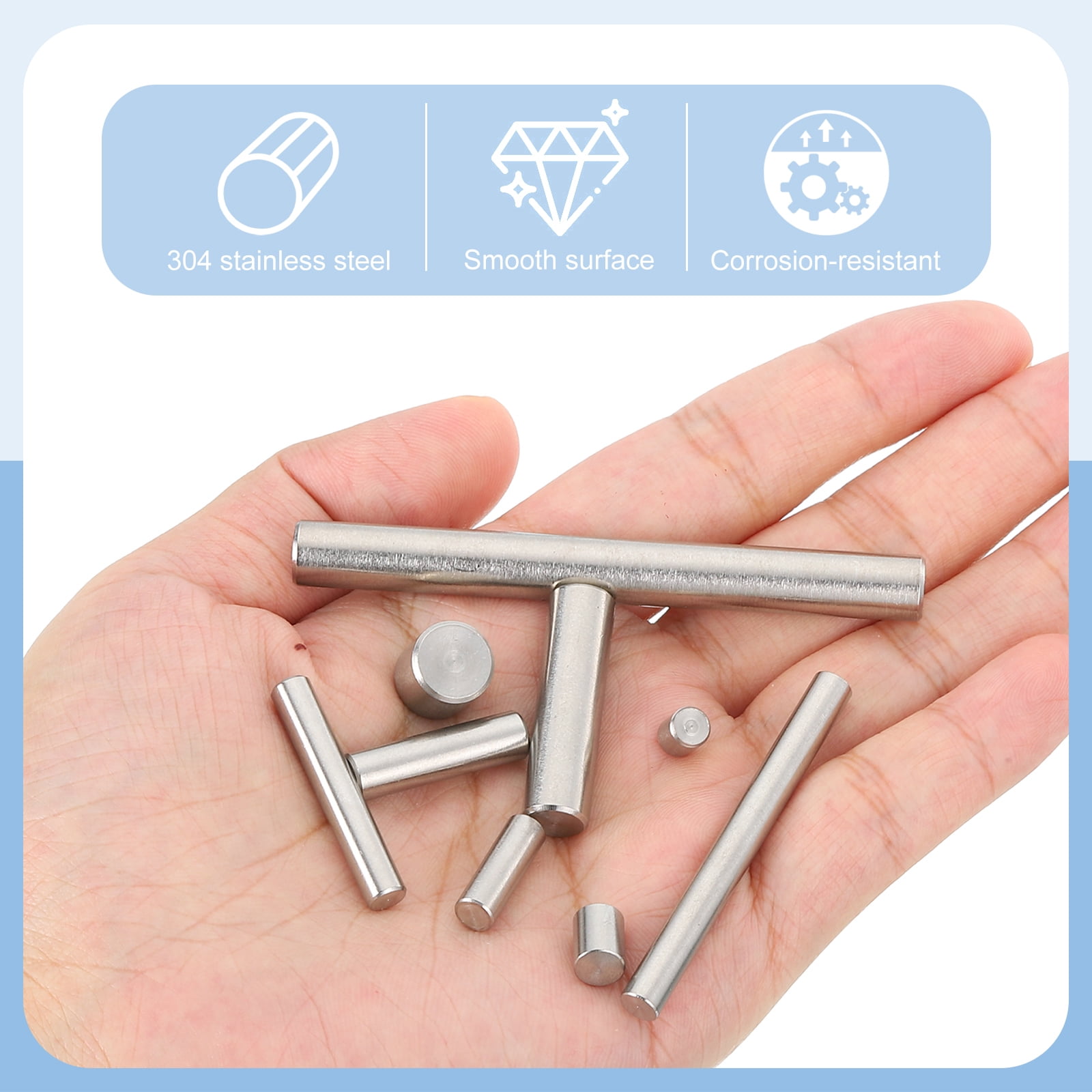 14Pcs Dowel Pin 6mm x 100mm Shelf Support Pin 304 Stainless Steel