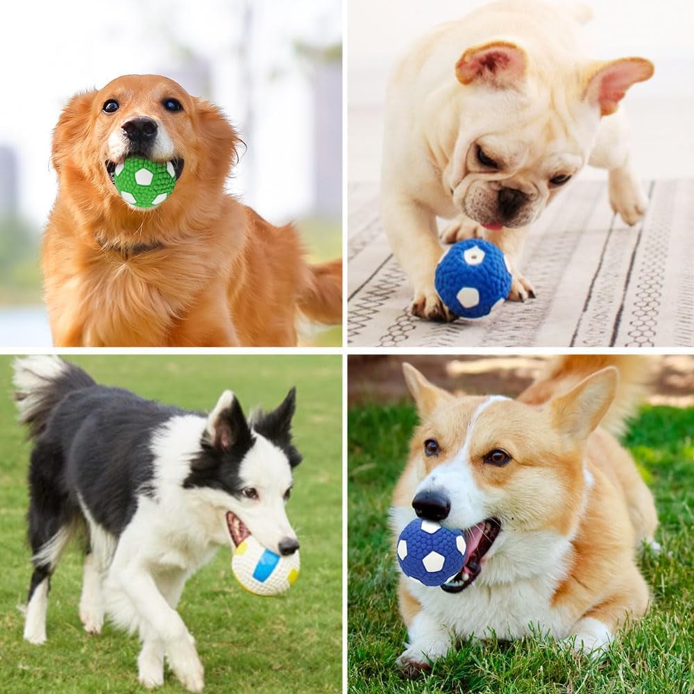 Immortal Toy for Aggressive Chewers, Squeaky Dog Ball Squeaky Dog Toys Natural Latex Rubber Balls for Small Dogs Puppies Cute Dog Squeak Toys Play Ball Tennis Ball, football, volleyball