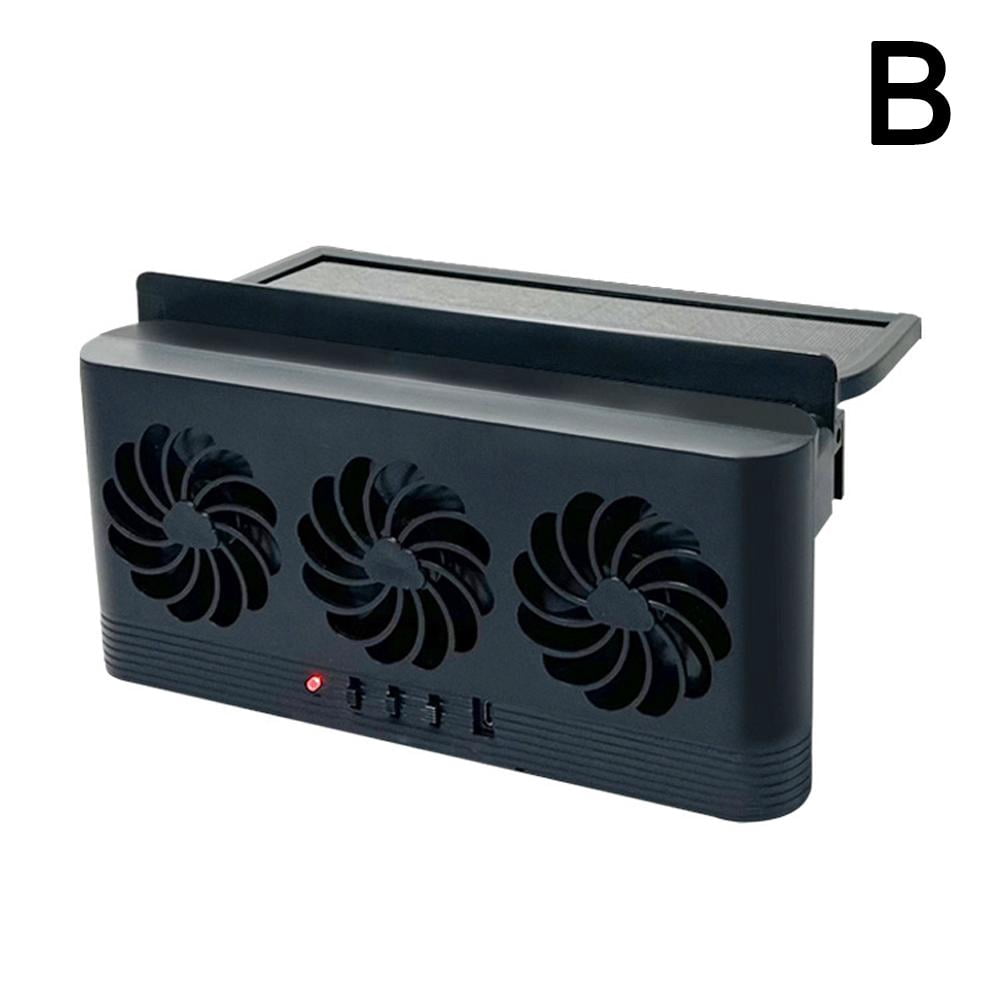 KRONDO Solar Powered Car Exhaust Fan,Vehicle Purifier Cooling Amplifier Window Fans Ventilator Radiator,Solar Powered Car Radiator Cooling Fan with 3 Outlets