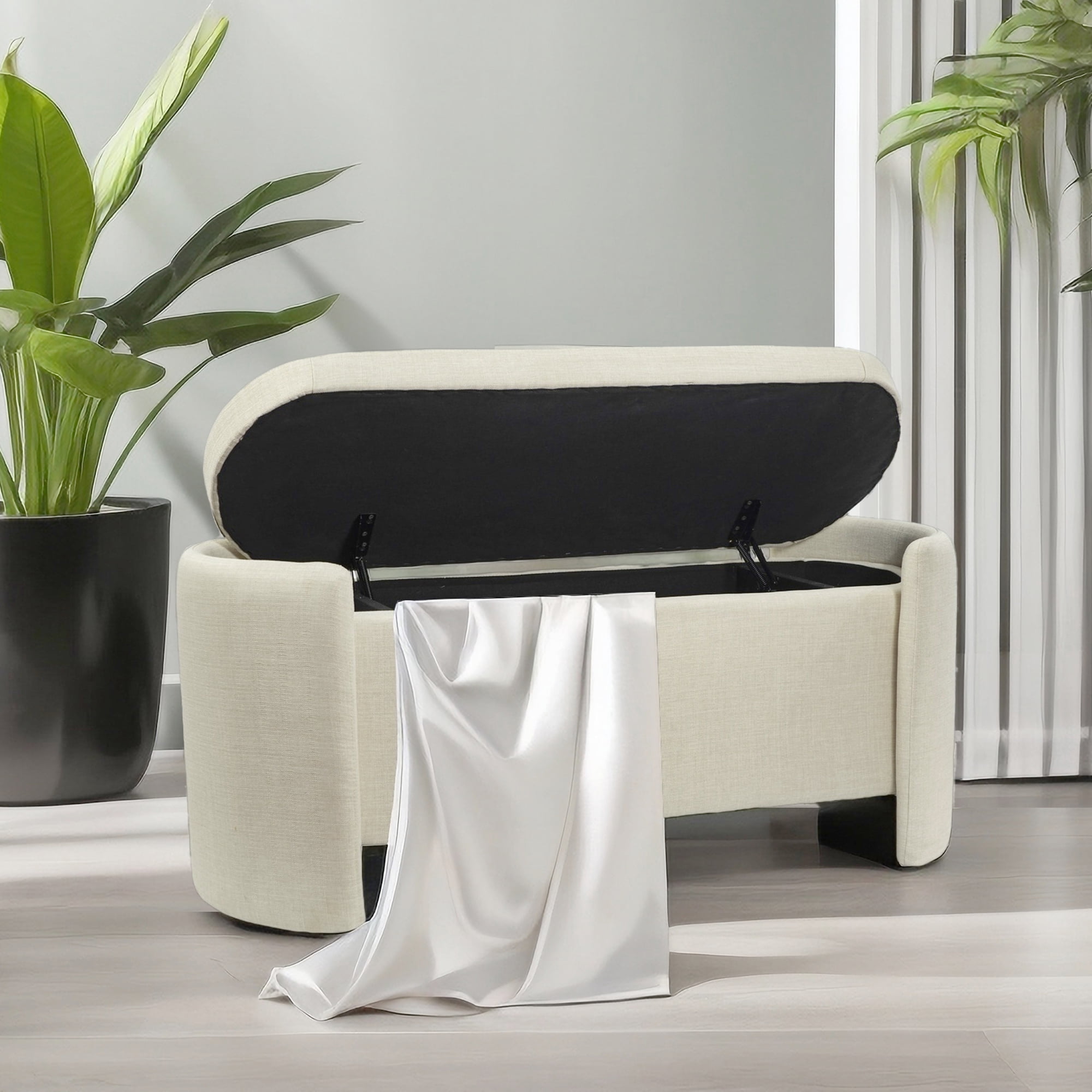 Sorin 19.5 in. Indoor White Finish Accent Bench