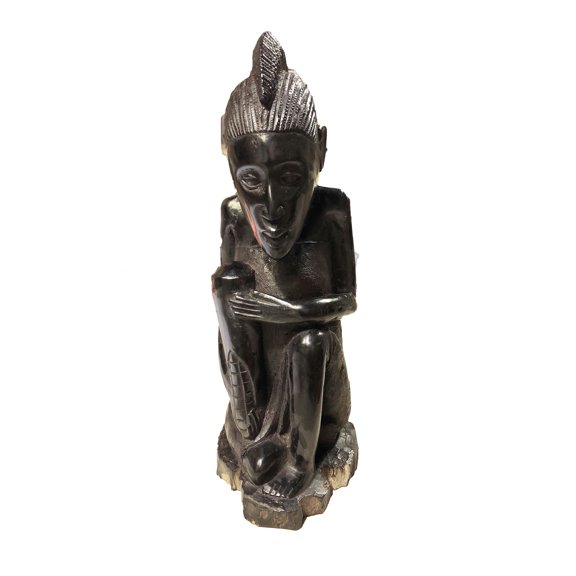 Makonde Abstract African Blackwood Statue - Mischievous Spirit World Carving, 5"x14"x6", 5.4 lb
