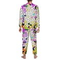 thumbnail image 5 of Kll Colorful Tie Dye Stained Glass 3 Sleepwear Mens Flannel Pajamas,Long Cotton Pj Set, 5 of 9