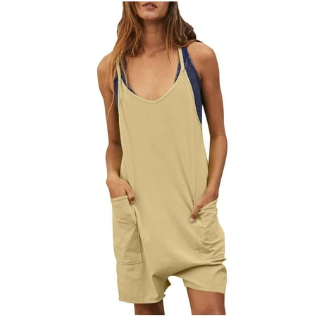 

CQCYD Jumpsuits for Women Dressy Sleeveless Jumpsuits Printed Loose Casual Jumpsuits Casual Summer Overalls Cotton Linen Shorts Rompers Jumpsuits Wide Pocket Leisure Jumpsuits Coffee XXL #7