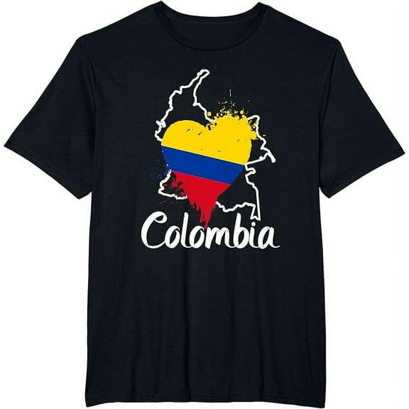I Love Colombia National Flag Colors Heart With Map T-Shirt T-Shirt