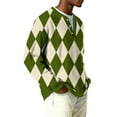 thumbnail image 4 of OIOLOYJM Men's V Neck Shirts Casual Long Sleeve Plaid Knit Pullover for Dressy Business Work or Gym Athletic Workout Wear Light Green S, 4 of 6