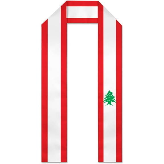 Lebanon Flag Graduation Stole Graduate Shawl Sash Scraf Gift For Abroad Student International Study (Square)