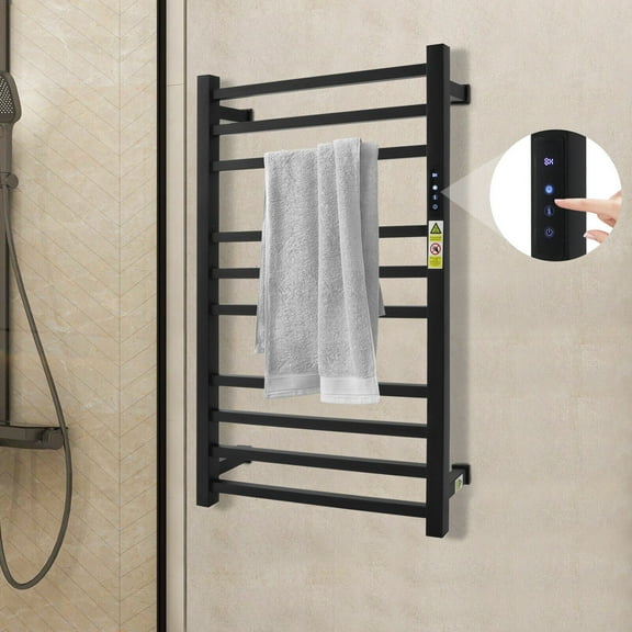 Stainless Steel Square Wall Mounted Bathroom Towel Warmer Black 50*78*12cm/19.69*30.71*4.72in