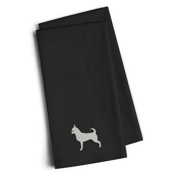 Chihuahua Black Embroidered Towel Set of 2
