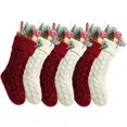 thumbnail image 2 of Bolsa de almacenamiento de adornos colgantes de gran tamaño, medias navideñas de punto rojas, burdeos y blanco marfil, únicas, para decoración familiar, 2 of 4
