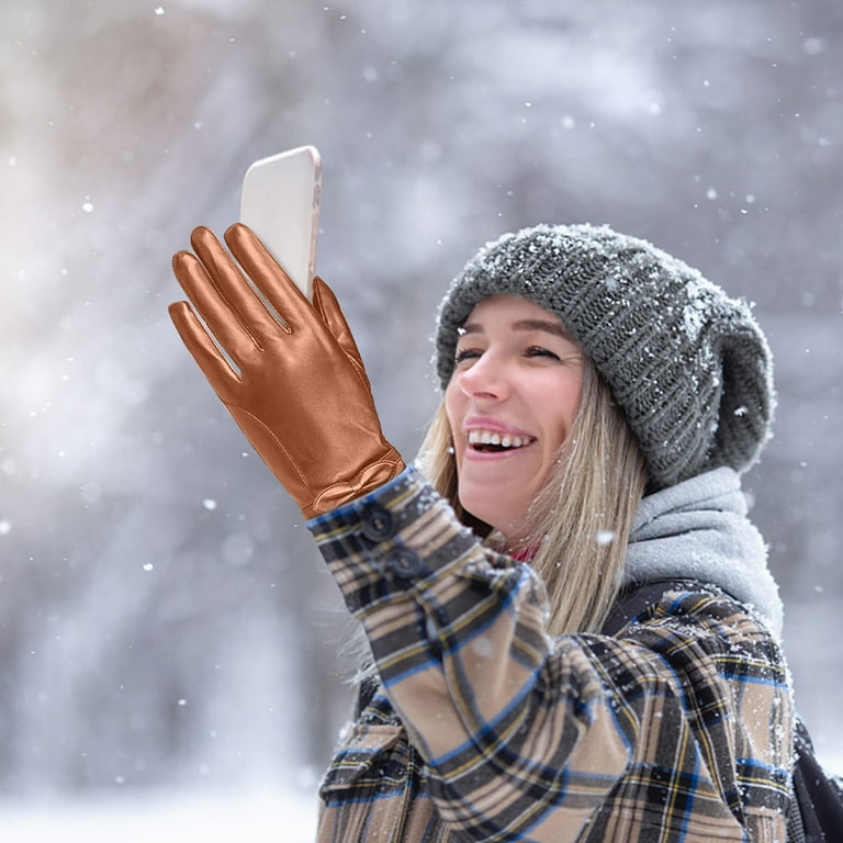 solacol Leather Gloves for Women Cold Weather Ladies Full Screen