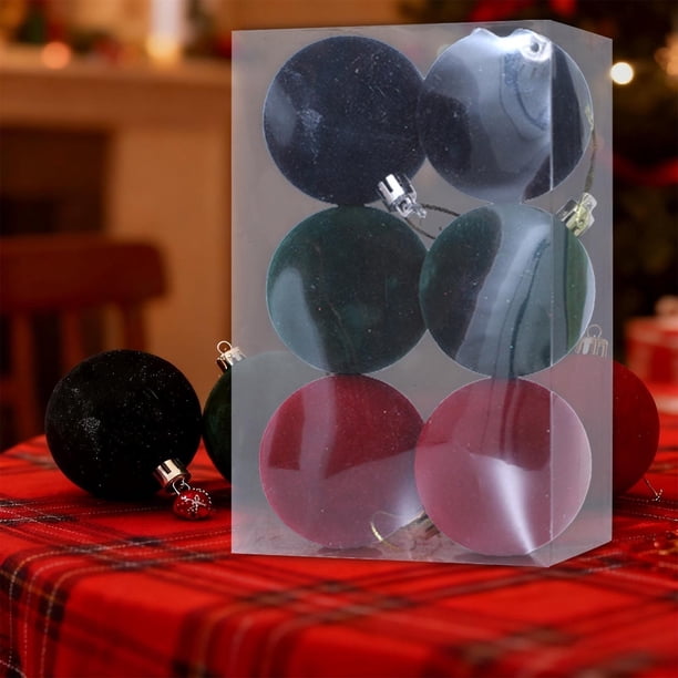 6 Bolas Navideas De Terciopelo De Plstico Flocado, 2, 4 Pulgadas, Color Rojo, Adorno Para Rbol De Navidad, Ideal Para Colgar En El Hogar (paquete De 6), UKHBMC