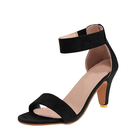 CHOII 50% Clearance High-heeled Shoes Fishmouth Wedges High-heeled Shoes Women s Shoes Sandals One Zipper Sandals Ankle Strap Sandals Comfort Sandals Black/8.5