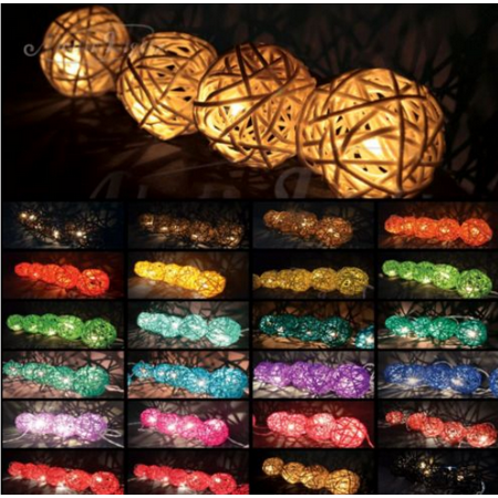 20 LED Colorful Rattan Ball LED String Christmas Wedding Party Fairy