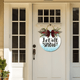 thumbnail image 5 of Kurmntregon Let It Snow Front Door Sign Christmas Let It Snow Porch Wall Hanging Wreath Xmas Holiday Vertical Standing Harvest Winter Snowy Decoration For Garden Home Yard Round 12", 5 of 7