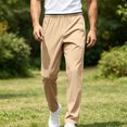 thumbnail image 6 of Akiihool Linen Pants for Men Summer Men's Performance Series Extreme Comfort Relaxed Pant for Casual Khaki,L, 6 of 7