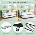 thumbnail image 5 of Metal Daybed with Trundle,Metal Sofa Bed with Pull-Out Trundle, Twin Trundle Bed Frame with Lockable Casters, Daybed for Living Room, Bedroom, Heavy Duty Metal Slats, 5 of 7