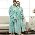 thumbnail image 4 of uublik Mens Hooded Robe Plush Shawl Collar Bathrobe Unisex Soft Warm Fleece Robes House Coat Pajamas Sleepwear, 4 of 5
