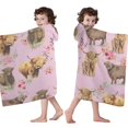 thumbnail image 4 of Pink Highland Cow Flower Pattern Hooded Bath Towel，60"x35" for Ages 3 To 12 Kids, Quick Dry Lightweight Soft Microfiber Hood Beach Towel Cover Up for Kids, 4 of 7