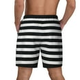thumbnail image 4 of Balery Black And White Stripes Mens Swim Trunks Swim Shorts for Men Quick Dry Inseam Beach Shorts with Compression Liner Pocket-XX-Large, 4 of 9