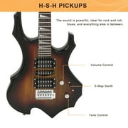 GLARRY Electric Guitar with Bag Beginner Burning Fire Style Sunset