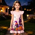 thumbnail image 2 of WhouRiu Girls Halloween Graphic Dresses Sleeveless Flutter Sleeve Crew Neck Dress Kids Comfortable Cute Party Nightgown,6-7 Years, 2 of 4