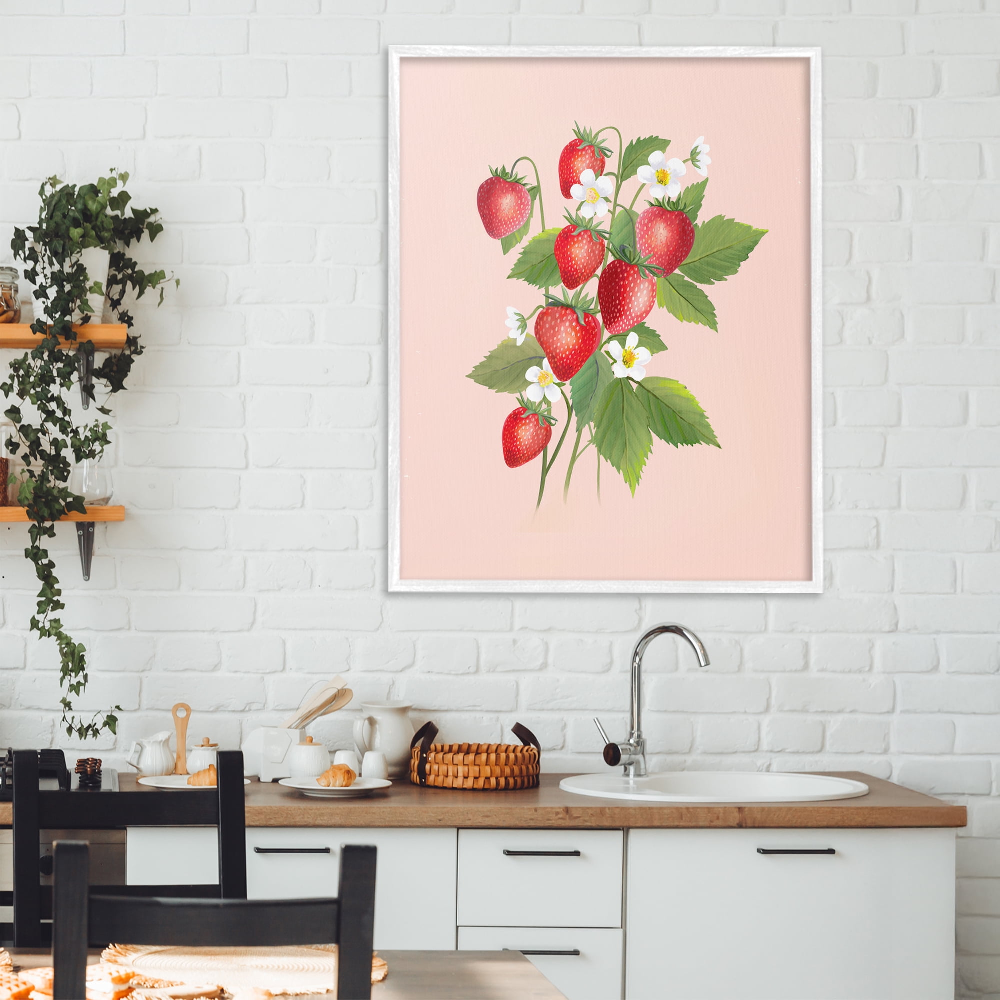 Stupell Industries Cottage Garden Strawberries White Framed Giclee Art, design by Diane Neukirch