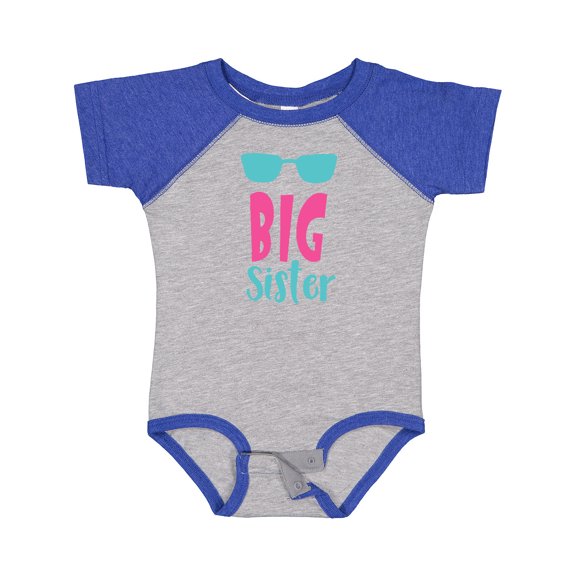 Inktastic Big Sister, Older Sister, Sunglasses - Blue Pink Girls Baby Bodysuit