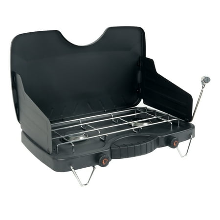 Ozark Trail 2 Burner Propane Gas Camping Stove, GCT2208WB, Black, New