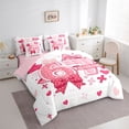 thumbnail image 2 of spefrowx Cute Number 67 Twin Bedding for Girls, Pink Polka Dot Bow Heart Bedding Comforter Set, Pink Reversible, 7pcs, 2 of 6
