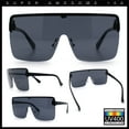 thumbnail image 2 of Minimal Oversized Half Rim Shield Flat Top Plastic Mafia Mogul Sunglasses All Black, 2 of 6