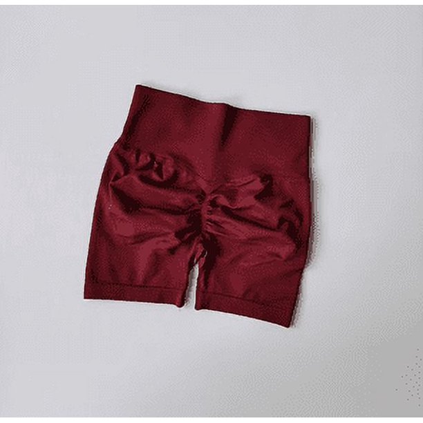 Pantalones cortos deportivos de realce de cadera color melocotón para mujer, cintura alta y ajuste de cintura, adelgazamiento, correr, secado rápido de cadera, pantalones ajustados de tres puntos