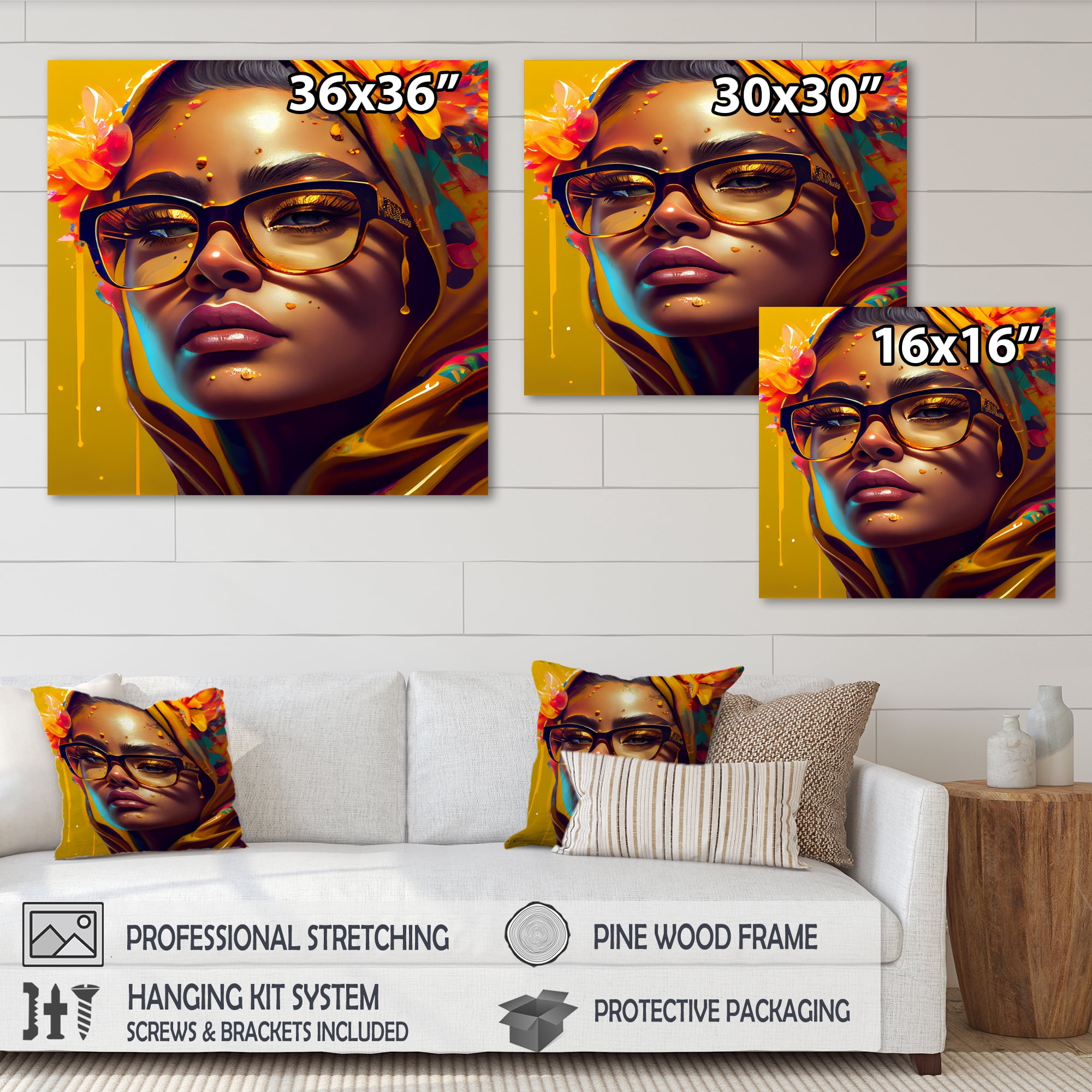 Designart Stylish Arabic Woman With Floral Hijab IV Canvas Wall Art